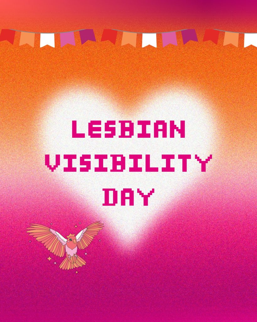 Text «Lesbian Visibility Day» auf Herz-Hintergrund