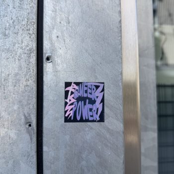 Sticker «Queer Power» in pink und lila auf schwarzem Hintergrund